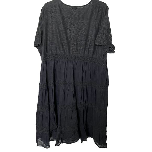 MAGGIE BARNES SHORT SLV MAXI LAYERED DRESS, WOMENS-3X(26/28)-BLACK, LACE, DRESSY - Picture 4 of 10